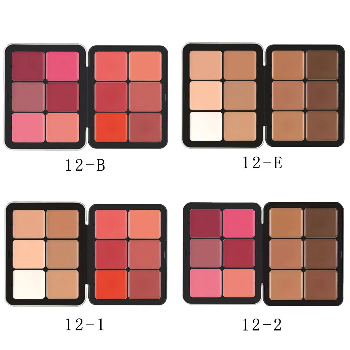 12 Shades Creamy Blush Palette HD Face Essentials Long-Lasting Matte Blush Cream Cover Makeup Palette 0.84oz