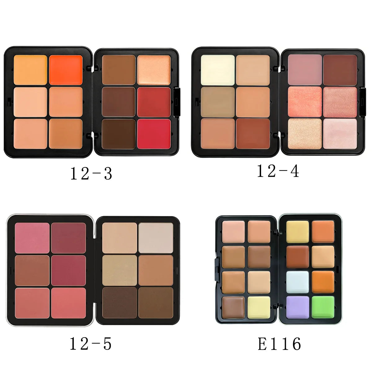 12 Shades Creamy Blush Palette HD Face Essentials Long-Lasting Matte Blush Cream Cover Makeup Palette 0.84oz