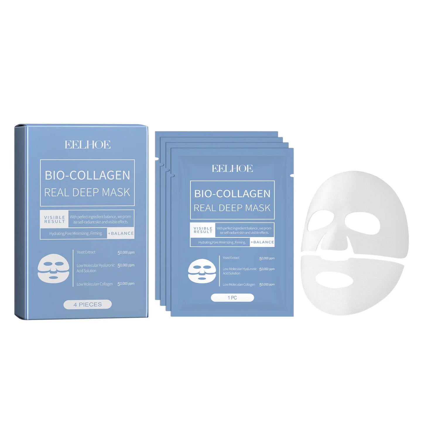 EELHOE Bio Collagen Face Mask Brightening Firming Face Lifting Pore Shrinking Repair Skin Care Moisturizing Face Hydration Mask