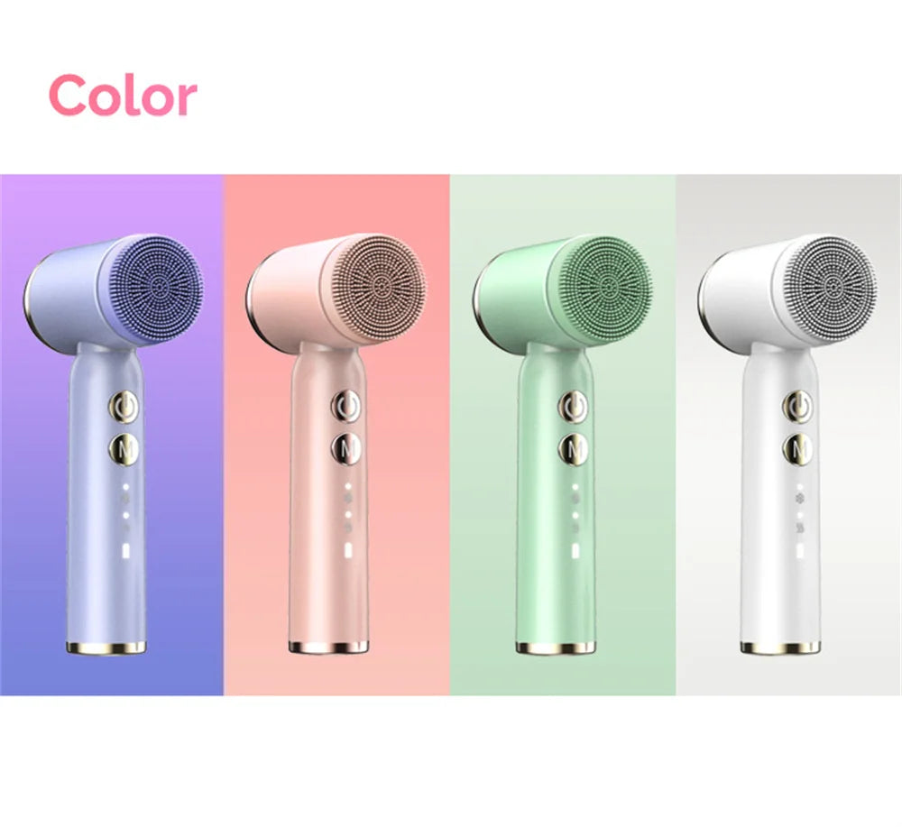 6 In 1 Electric Clean Facial Brush LED Display Face Tightening Exfoliating Cleaning Sonic Massager Cleaner with 6 Head Face Care