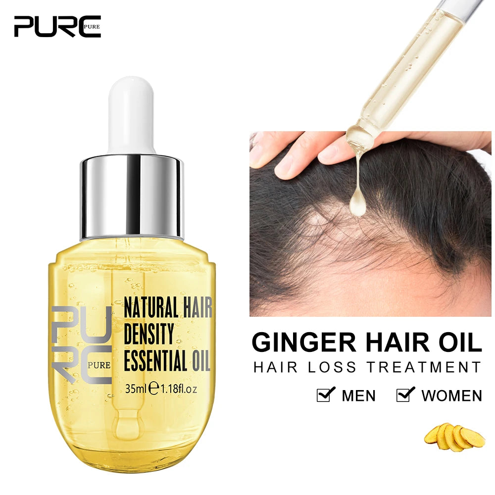 PURC Ginger Hair Oil for Men Women Scalp Hair Follicle Nutrient Solution Improvement Hairline Hair Care Essential Oil