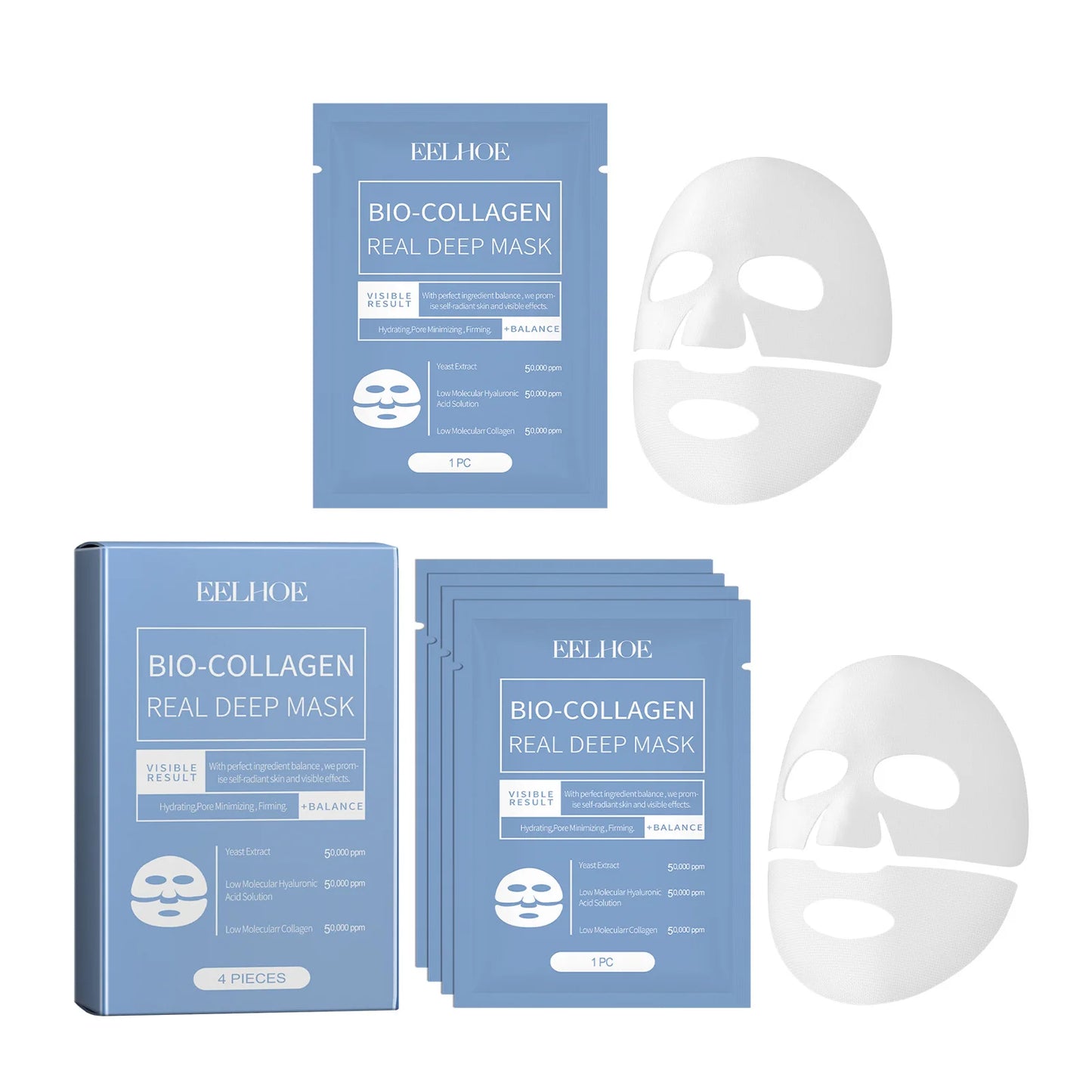 EELHOE Bio Collagen Face Mask Brightening Firming Face Lifting Pore Shrinking Repair Skin Care Moisturizing Face Hydration Mask