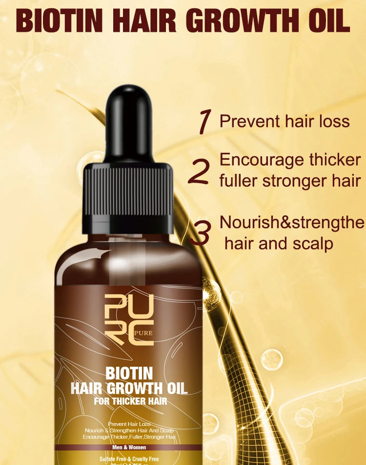 PURC Biotin Hair Care Set Smoothing Shampoo Cleaning Conditioner Nourish Root Hair Oil Scalp Treatment Products for Men Women