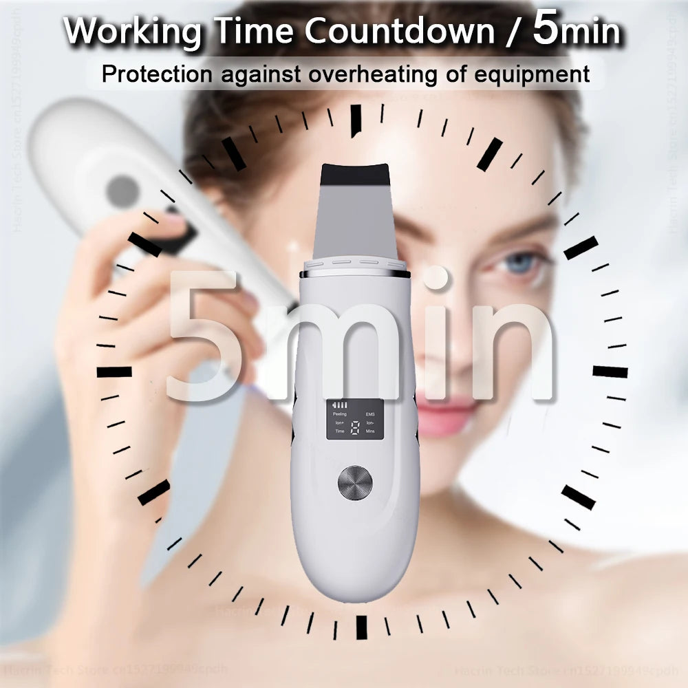 Ultrasonic Face Scrubber Facial Peeling Skin Scrubber Deep Facial Cleaning Spatula Acne Pore Ultrasonic Scrubber Facial Cleanser