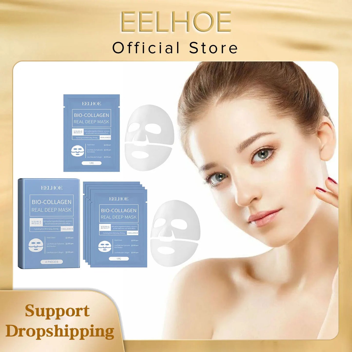 EELHOE Bio Collagen Face Mask Brightening Firming Face Lifting Pore Shrinking Repair Skin Care Moisturizing Face Hydration Mask