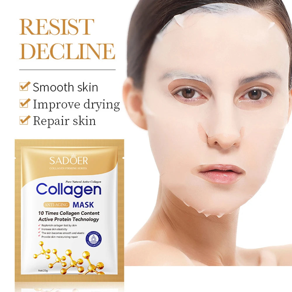 12PCS Collagen Face Mask Deep Hydrating Moisturizing Firming Lifting Facial Masks Anti-aging Split Sheet Mask Korean Skincare