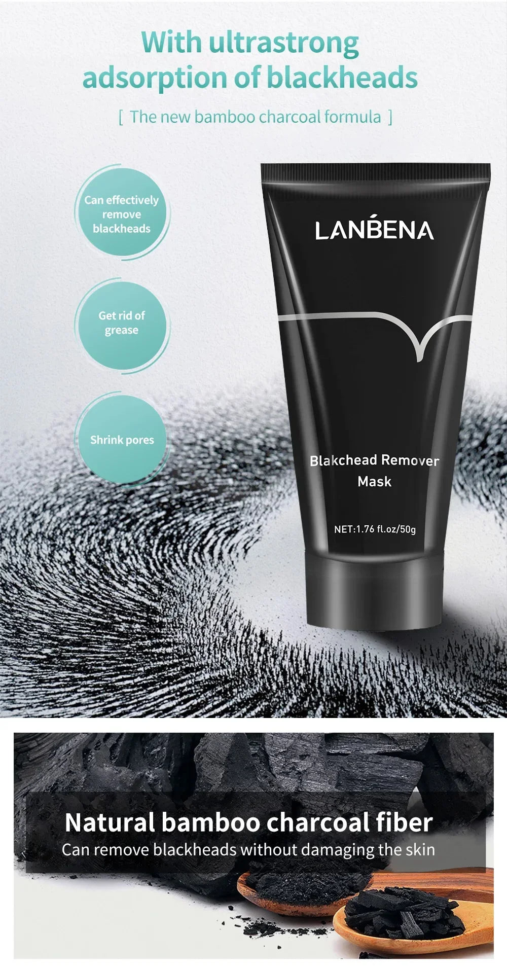 LANBENA Black Mask Blackhead Remover Nose Black Mask Face Care Mud Peel Off Mask Pore Strip Skin Care Oil Control