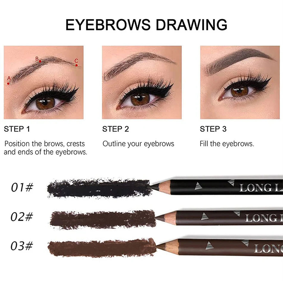 6/12Pcs Waterproof Eye Brow Pencil Women