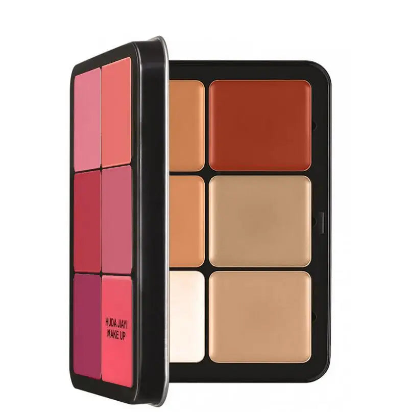 12 Shades Creamy Blush Palette HD Face Essentials Long-Lasting Matte Blush Cream Cover Makeup Palette 0.84oz