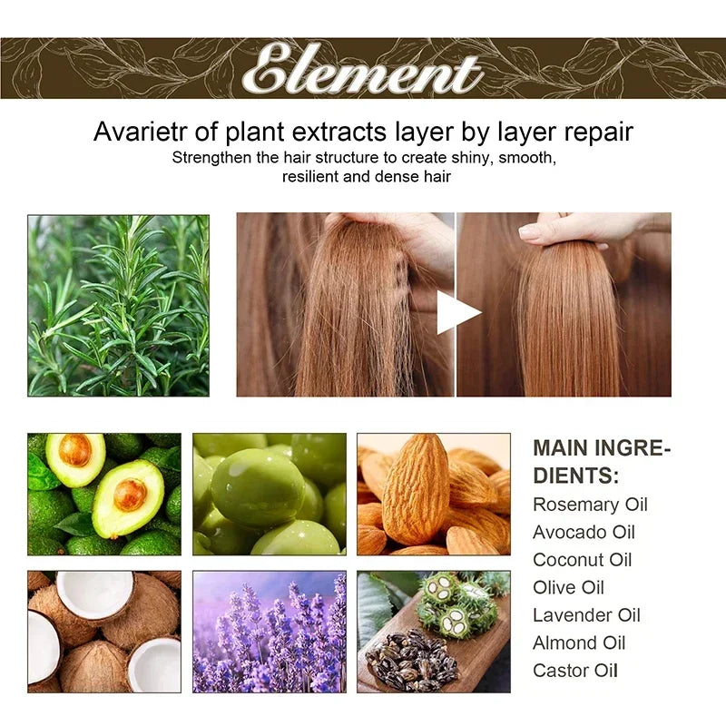 60ml Rosemary Dense Hair Essential Oil Veganic Lavender Repair Hairs Damage Prevent Hair Loss Smooth Hairs Nourish Hair Care Oil