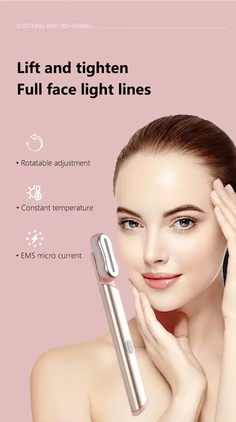 Beauty Eye Massage Device Anti Dark Circle Rechargeable EMS Vibrator Face Lifting Device Skin Care Skin Care 3-in-1 Function