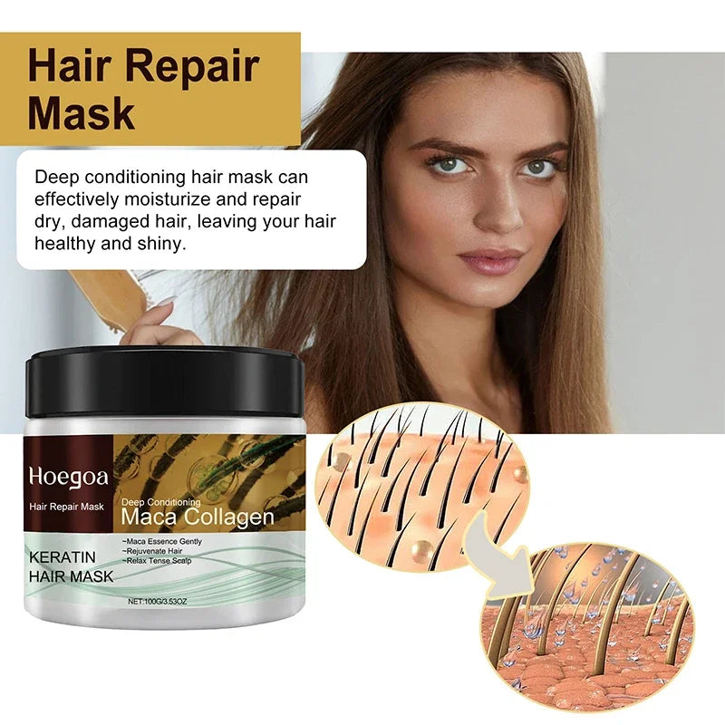 Keratin Collagen Hair Mask Repair Damage Frizzy Straighten Soft Smooth Moisturize  Hair Treatment Hair Restore Cream Hair Care