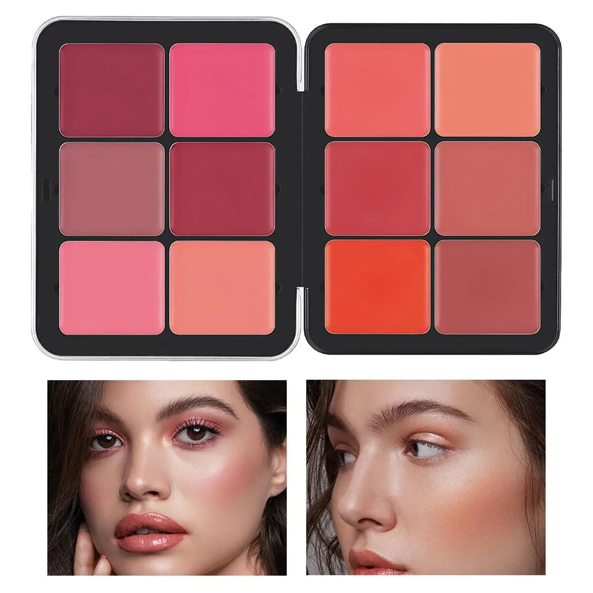 12 Shades Creamy Blush Palette HD Face Essentials Long-Lasting Matte Blush Cream Cover Makeup Palette 0.84oz