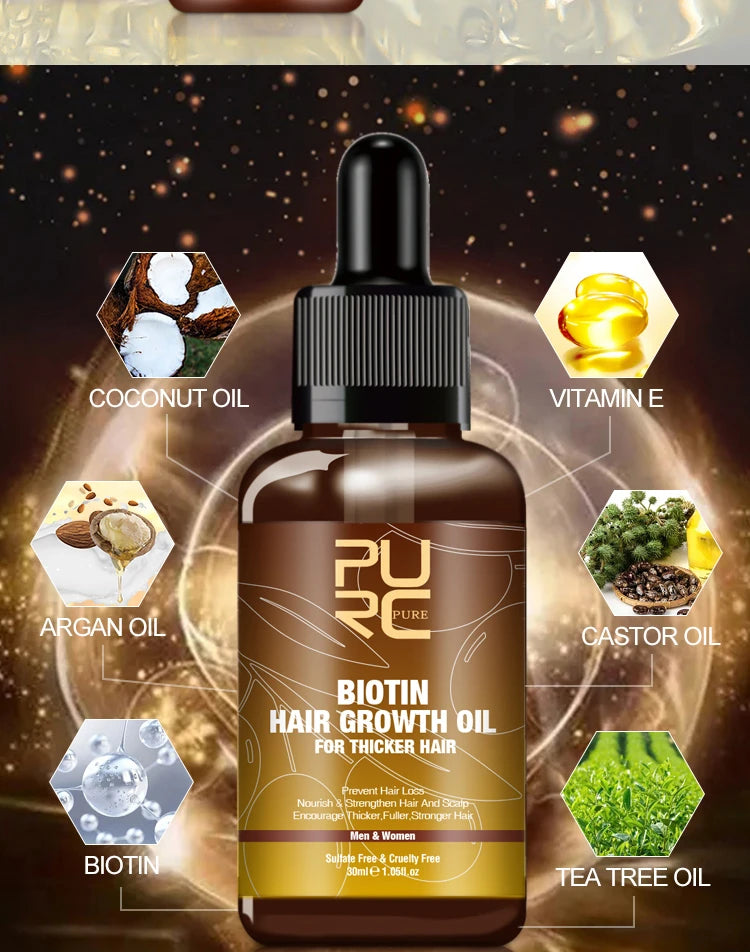 PURC Biotin Hair Care Set Smoothing Shampoo Cleaning Conditioner Nourish Root Hair Oil Scalp Treatment Products for Men Women