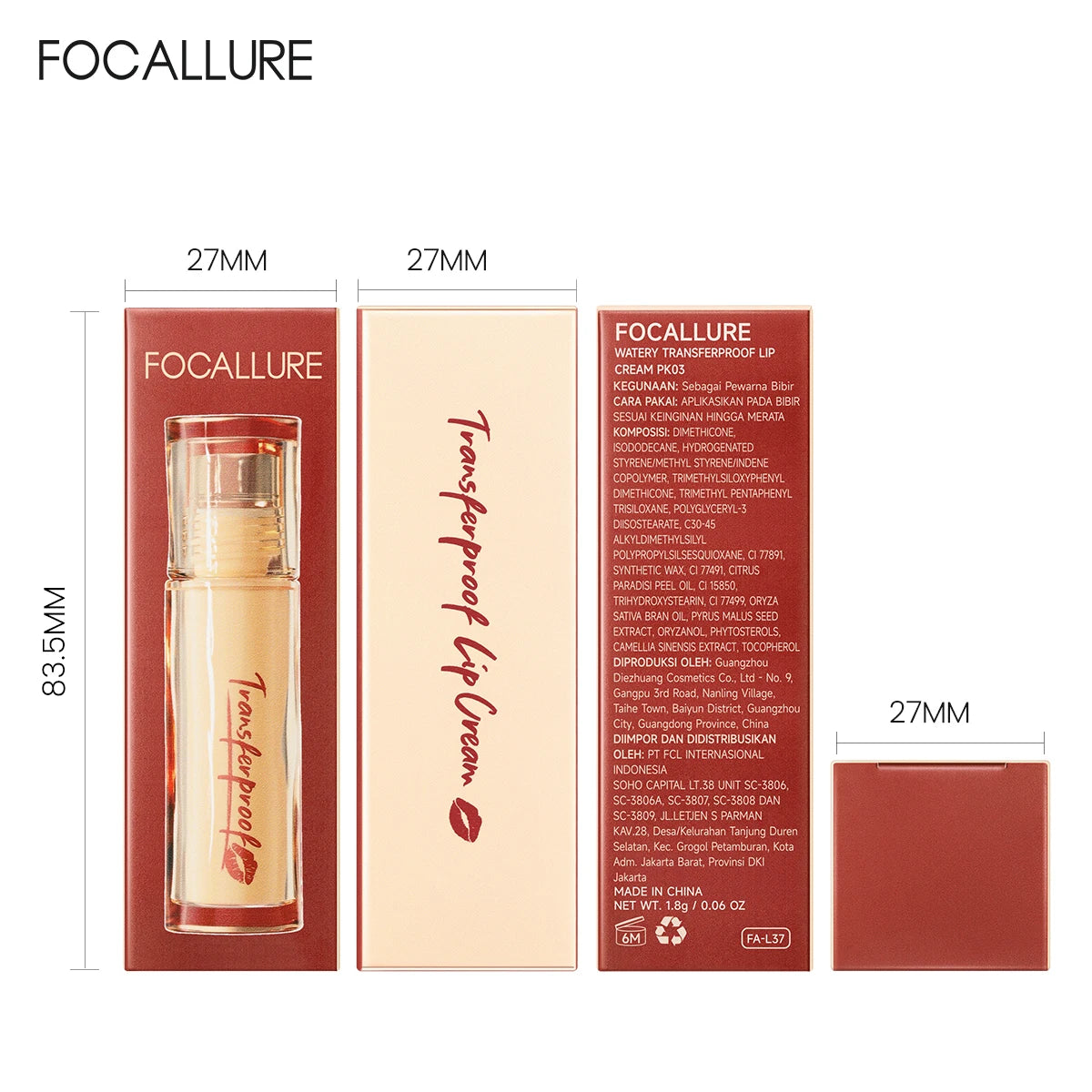 FOCALLURE Glazed Shine Liquid Lipstick